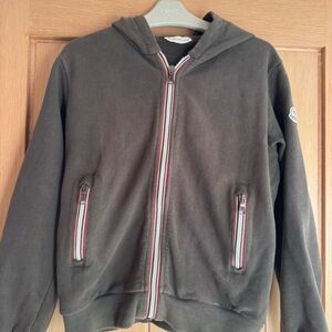Moncler Gray Hoodie with Striped Zipper